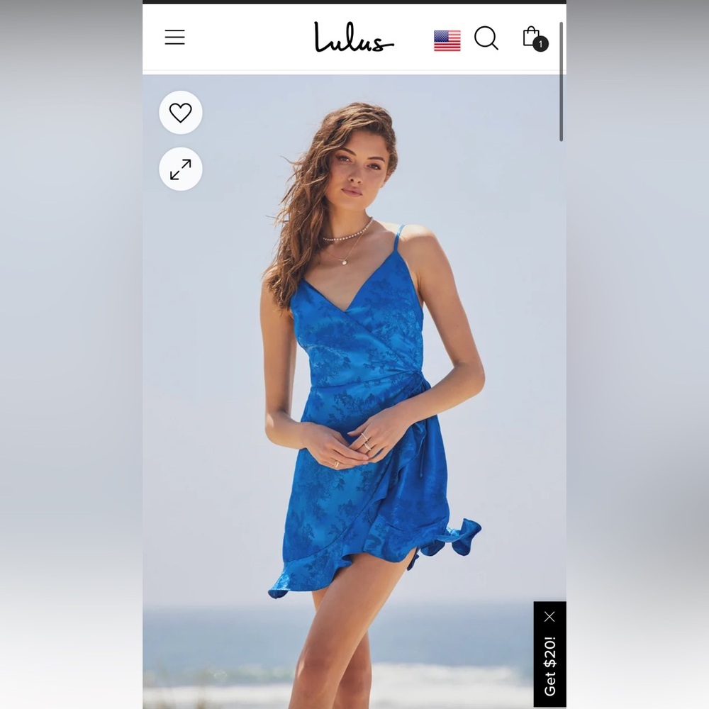 Lulus. Blue Wrap Dress, Size M